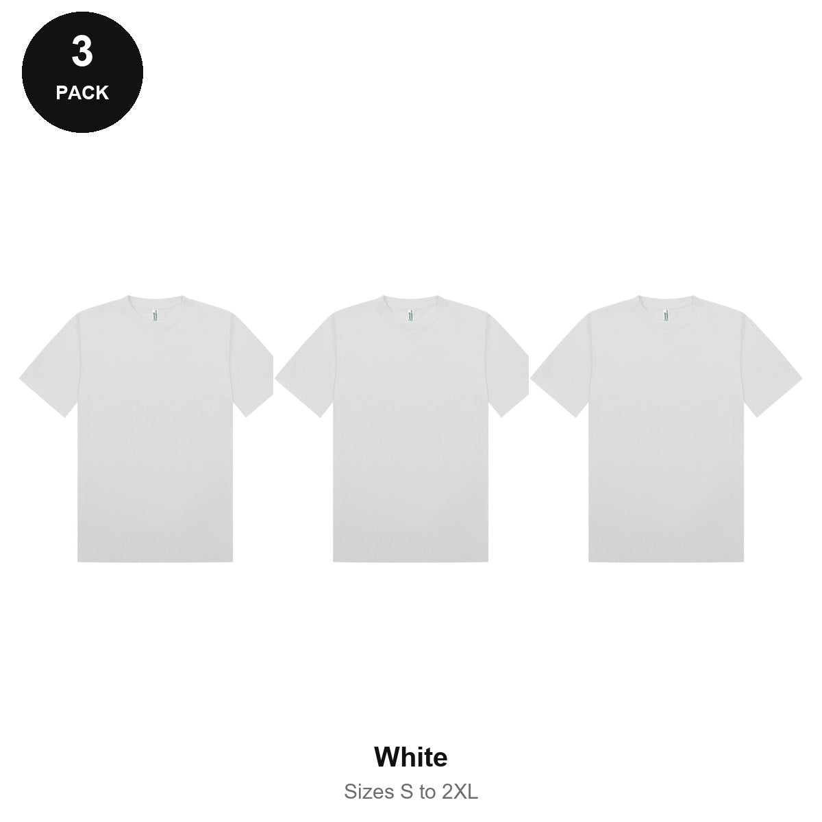 Muscle Tees 3 Pack - 100% combed cotton 180gsm, Sizes S-2XL - White