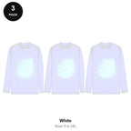 Mens Long Sleeve T-Shirts 3 Pack - 100% ringspun cotton 150gsm, Sizes S-2XL - White