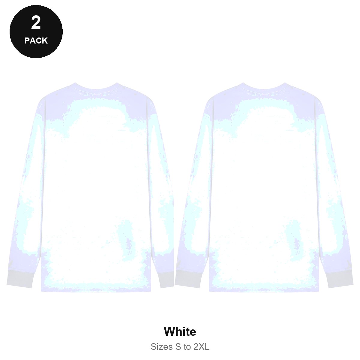 Organic 220gsm Long Sleeve T-Shirts 2 Pack - 100% organic cotton 220gsm, Sizes S-2XL - White