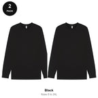 Organic 220gsm Long Sleeve T-Shirts 2 Pack - 100% organic cotton 220gsm, Sizes S-2XL - Black