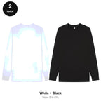 Organic 220gsm Long Sleeve T-Shirts 2 Pack - 100% organic cotton 220gsm, Sizes S-2XL - White + Black