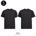 Russell Athletic Heavyweight 215 T-Shirts 2 Pack - 100% ringspun cotton 215gsm, Sizes S-2XL - Black