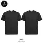 Russell Athletic Heavyweight 215 T-Shirts 2 Pack - 100% ringspun cotton 215gsm, Sizes S-2XL - Black