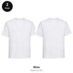 Russell Athletic Heavyweight 215 T-Shirts 2 Pack - 100% ringspun cotton 215gsm, Sizes S-2XL - White