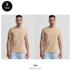 Russell Athletic Heavyweight 215 T-Shirts 2 Pack - 100% ringspun cotton 215gsm, Sizes S-2XL - Tan