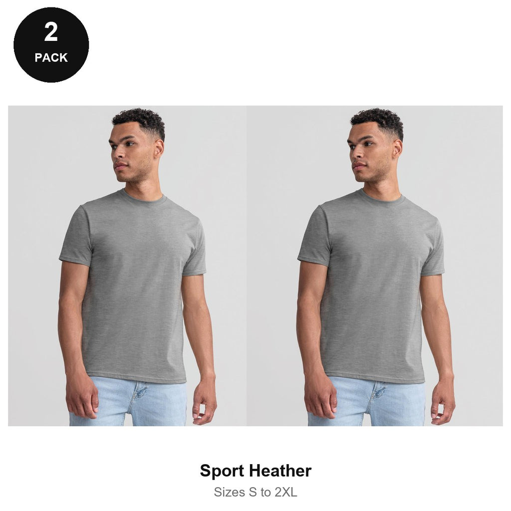 Russell Athletic Heavyweight 215 T-Shirts 2 Pack - 100% ringspun cotton 215gsm, Sizes S-2XL - Sport Heather