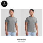 Russell Athletic Heavyweight 215 T-Shirts 2 Pack - 100% ringspun cotton 215gsm, Sizes S-2XL - Sport Heather