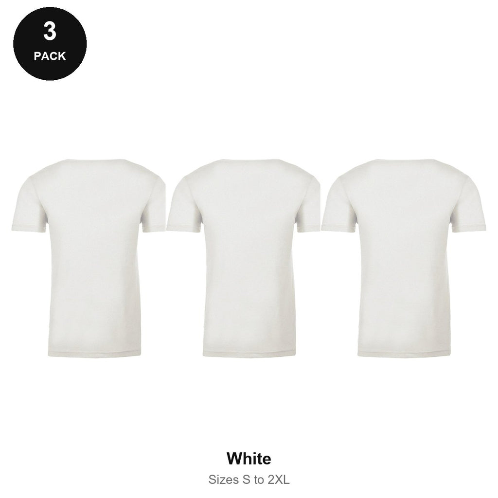 Next Level Cotton T-Shirts 3 Pack - 100% ringspun cotton 145gsm, Sizes S-2XL - White