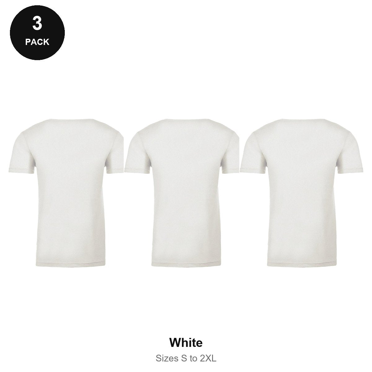 Next Level Cotton T-Shirts 3 Pack - 100% ringspun cotton 145gsm, Sizes S-2XL - White