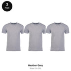 Next Level Cotton T-Shirts 3 Pack - 100% ringspun cotton 145gsm, Sizes S-2XL - Heather Grey