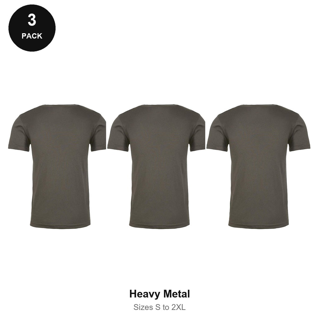 Next Level Cotton T-Shirts 3 Pack - 100% ringspun cotton 145gsm, Sizes S-2XL - Heavy Metal