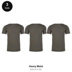 Next Level Cotton T-Shirts 3 Pack - 100% ringspun cotton 145gsm, Sizes S-2XL - Heavy Metal