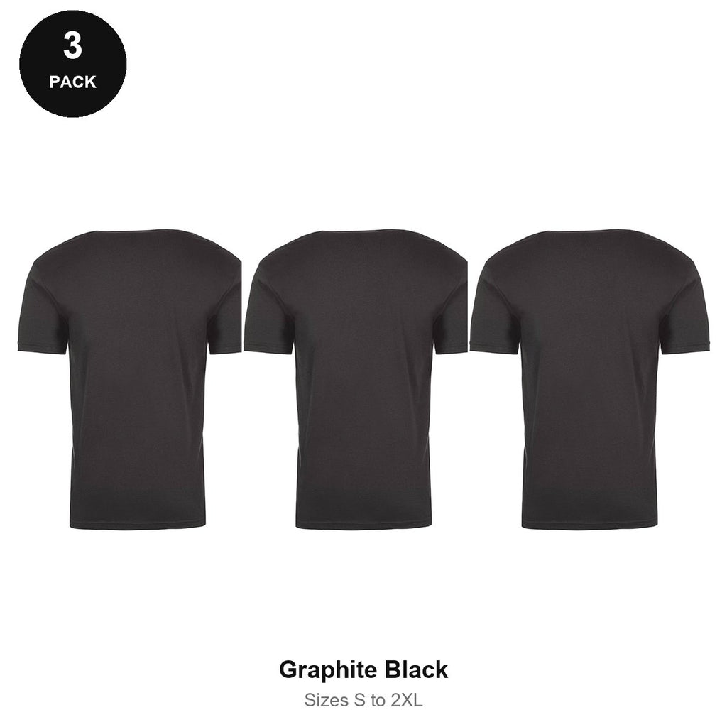 Next Level Cotton T-Shirts 3 Pack - 100% ringspun cotton 145gsm, Sizes S-2XL - Graphite Black