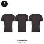 Next Level Cotton T-Shirts 3 Pack - 100% ringspun cotton 145gsm, Sizes S-2XL - Graphite Black