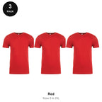 Next Level Cotton T-Shirts 3 Pack - 100% ringspun cotton 145gsm, Sizes S-2XL - Red