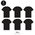 Mens Plain T-Shirts 6 Pack - 100% ringspun cotton 150gsm, Sizes S-2XL - Black