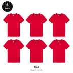 Mens Plain T-Shirts 6 Pack - 100% ringspun cotton 150gsm, Sizes S-2XL - Red