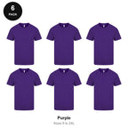 Mens Plain T-Shirts 6 Pack - 100% ringspun cotton 150gsm, Sizes S-2XL - Purple