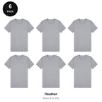 Mens Plain T-Shirts 6 Pack - 100% ringspun cotton 150gsm, Sizes S-2XL - Heather