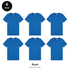 Mens Plain T-Shirts 6 Pack - 100% ringspun cotton 150gsm, Sizes S-2XL - Royal