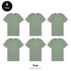 Mens Plain T-Shirts 6 Pack - 100% ringspun cotton 150gsm, Sizes S-2XL - Sage