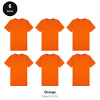 Mens Plain T-Shirts 6 Pack - 100% ringspun cotton 150gsm, Sizes S-2XL - Orange