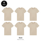 Mens Plain T-Shirts 6 Pack - 100% ringspun cotton 150gsm, Sizes S-2XL - Sand