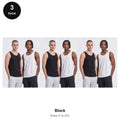 Mens Vests 3 Pack - 100% organic cotton 180gsm, Sizes S-2XL - Black