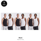 Mens Vests 3 Pack - 100% organic cotton 180gsm, Sizes S-2XL - Black