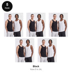 Mens Vests 5 Pack - 100% organic cotton 180gsm, Sizes S-2XL - Black