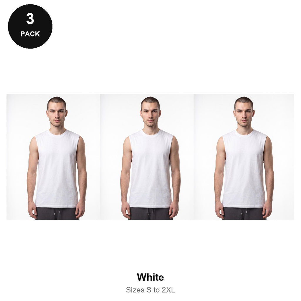 Tank Tops 3 Pack - 100% organic cotton 180gsm, Sizes S-2XL - White