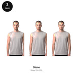 Tank Tops 3 Pack - 100% organic cotton 180gsm, Sizes S-2XL - Stone