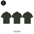 Mens Polo Shirts 3 Pack - 65% polyester / 35% cotton pique 200gsm, Sizes S-2XL - Forest Green