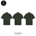 Mens Polo Shirts 3 Pack - 65% polyester / 35% cotton pique 200gsm, Sizes S-2XL - Forest Green