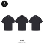 Mens Polo Shirts 3 Pack - 65% polyester / 35% cotton pique 200gsm, Sizes S-2XL - Navy