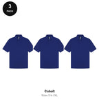 Mens Polo Shirts 3 Pack - 65% polyester / 35% cotton pique 200gsm, Sizes S-2XL - Cobalt