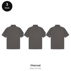 Mens Polo Shirts 3 Pack - 65% polyester / 35% cotton pique 200gsm, Sizes S-2XL - Charcoal