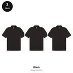 Mens Polo Shirts 3 Pack - 65% polyester / 35% cotton pique 200gsm, Sizes S-2XL - Black