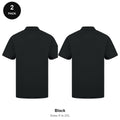 Work Polo Shirts 2 Pack - Cotton pique 240gsm, Sizes S-2XL, Workwear - Black