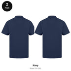 Work Polo Shirts 2 Pack - Cotton pique 240gsm, Sizes S-2XL, Workwear - Navy