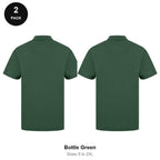 Work Polo Shirts 2 Pack - Cotton pique 240gsm, Sizes S-2XL, Workwear - Bottle Green
