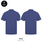 Work Polo Shirts 2 Pack - Cotton pique 240gsm, Sizes S-2XL, Workwear - Royal