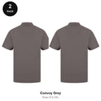 Work Polo Shirts 2 Pack - Cotton pique 240gsm, Sizes S-2XL, Workwear - Convoy Grey