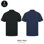 Work Polo Shirts 2 Pack - Cotton pique 240gsm, Sizes S-2XL, Workwear - Black + Navy