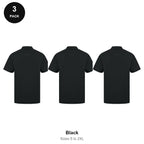 Work Polo Shirts 3 Pack - Cotton pique 240gsm, Sizes S-2XL, Workwear - Black