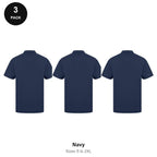 Work Polo Shirts 3 Pack - Cotton pique 240gsm, Sizes S-2XL, Workwear - Navy