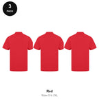 Work Polo Shirts 3 Pack - Cotton pique 240gsm, Sizes S-2XL, Workwear - Red