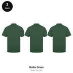 Work Polo Shirts 3 Pack - Cotton pique 240gsm, Sizes S-2XL, Workwear - Bottle Green