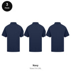 Polo Shirts 3 Pack - Cotton pique 200gsm, Sizes S-2XL - Navy