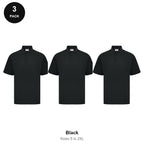 Polo Shirts 3 Pack - Cotton pique 200gsm, Sizes S-2XL - Black
